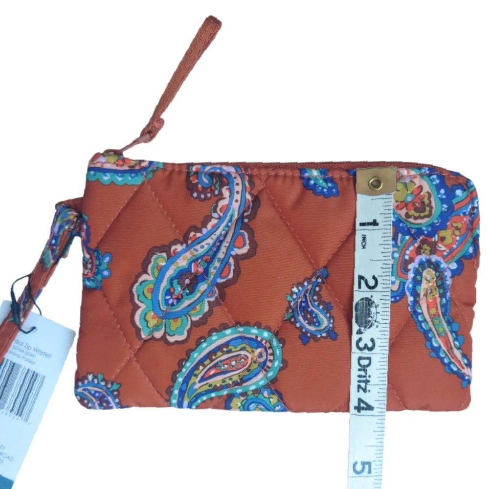 VERA BRADLEY Minor Paisley Quilted Shoulder Bag and Wristlet Pouch Set Orange
